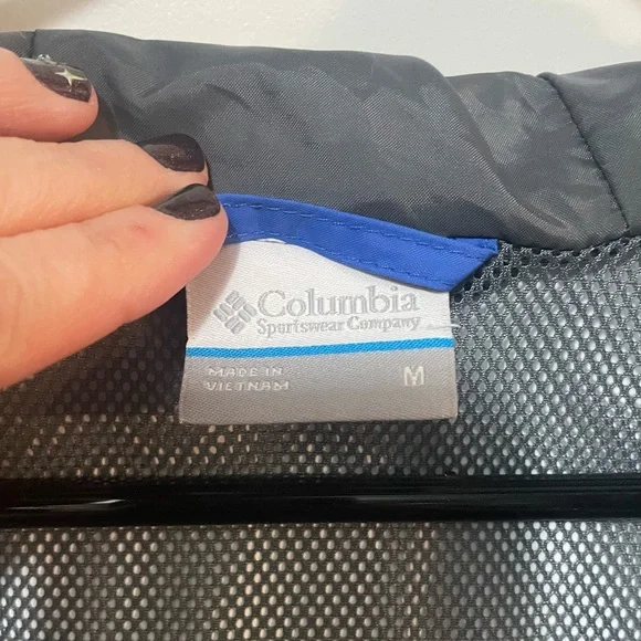 Columbia Bright Blue Hooded Rain Jacket Mesh Lining Sz M - Picture 8 of 9